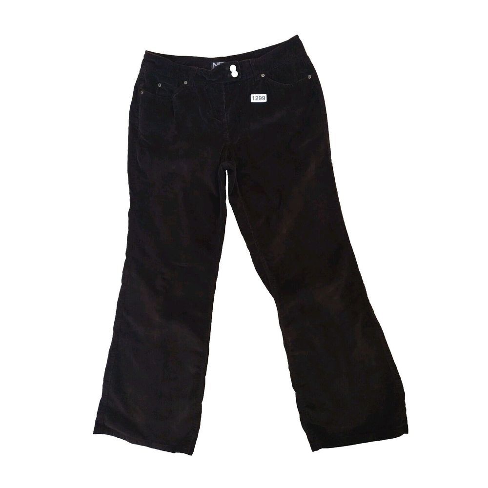 New Frontier Pants Women 10 Brown Corduroy Relaxed Straight Leg Casual School‎